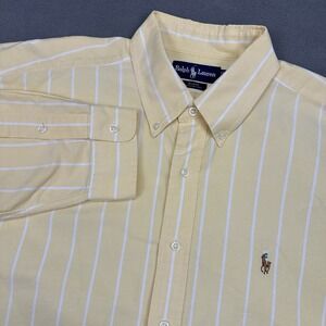Ralph Lauren Blake Men's XL‎ Butter Yellow Stripe Long Sleeve Button Down Shirt